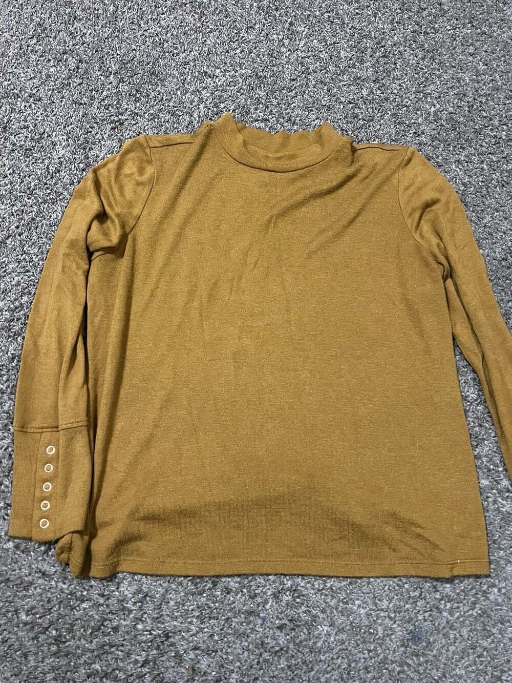 Rafaella Women's Mustard Yellow Mock Neck Long Sleeve Size L